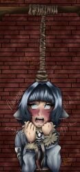 anime anime_girl blue_eyes damsel_in_distress fanart guro hanged hanged_(long_drop) hanged_(suspension) hanging hanging_from_ceiling hoyoverse hung jane_doe_(zenless_zone_zero) noose noose_collar nooseplay open_mouth peril rat_ears rat_girl rope rope_around_neck ropes ryona snuff suffering zenless_zone_zero