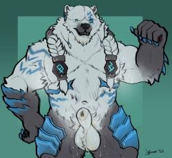 5_fingers absurd_res accessory animal_genitalia animal_penis anthro arm_tuft armor armpit_fetish armpit_focus armpit_hair armpit_musk armpit_showing armpit_tuft ball_tuft balls bear beard belly big_balls black_nose black_pawpads blue_claws blue_eyes bodily_fluids body_hair braided_hair cheek_tuft chest_tuft chin_tuft claws crotch_tuft danero dominant dominant_anthro dominant_male dripping ear_piercing ear_ring elbow_tuft eye_bags facial_hair facial_tuft finger_claws fingers flaccid fluffy flying_sweatdrops front_view fur fur_tuft genital_fluids genitals glowing glowing_eyes grey_body grey_fur hair hair_accessory hair_tie handpaw happy_trail head_tuft hi_res ice jewelry league_of_legends leaking_precum leg_tuft looking_at_viewer male male_anthro male_only mammal markings multicolored_body multicolored_fur musclegut muscular muscular_anthro muscular_male musk musk_clouds musky_armpit musky_armpits musky_balls musky_body musky_penis navel neck_tuft no_pupils nude nude_anthro nude_male pawpads paws penis piercing polar_bear portrait precum precum_drip precum_on_penis precum_on_sheath precum_string presenting presenting_armpit presenting_balls presenting_body presenting_crotch presenting_genitalia presenting_penis presenting_sheath presenting_to_viewer pubes ring_piercing riot_games rune_markings runes scent sheath shoulder_tuft slightly_chubby slightly_chubby_anthro slightly_chubby_male small_eyes smelly smelly_armpit smelly_armpits smelly_balls smelly_body smelly_penis solo sweat sweatdrop sweaty_armpit sweaty_arms sweaty_balls sweaty_belly sweaty_body sweaty_genitalia sweaty_legs sweaty_pecs sweaty_penis sweaty_thighs tattoo teeth tencent three-quarter_portrait tied_hair tuft two_tone_body two_tone_fur ursine volibear white_body white_fur