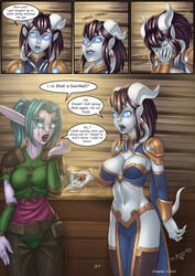 black_hair chapter_2 comic dr_graevling draenei epic_journeys_and_random_encounters female monara night_elf page_27 thighhighs world_of_warcraft