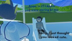 3d 3d_(artwork) anon anonymous_male anthro background beach_chair bikini bush bushes confrontation confronting covering_crotch curvy curvy_female curvy_figure day dialogue eeveelution english_text female female_anthro female_pokemon female_pokemon/male_human furry furry_female furry_with_non-furry hiding_erection hiding_penis high_quality human human_male humanoid_feet humanoid_hands lamppost light-skinned_male light_skin male male/female male_human/female_anthro male_human/female_pokemon mommy mommy_kink nervous outdoors penis pokemon pokemon_(species) poolside rec_room shaded sitting sitting_on_chair standing swimming_trunks syntholsoul talking_to_another text umbrella vaporeon y/n