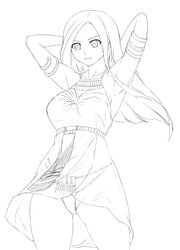 armpits castlevania castlevania:_portrait_of_ruin charlotte_aulin erect_nipples long_hair monochrome pointy_chin see-through sketch