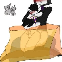 1boy 1futa blush coat futa_on_male futanari half_naked intersex male simp_cameraman_(skibidi_toilet) skibidi_toilet smiling tv_woman_(skibidi_toilet) x-ray