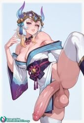 1futa ai-created ai_generated big_balls big_breasts big_penis futa_only futanari intersex league_of_legends noonyx pubic_hair sejuani spirit_blossom_series