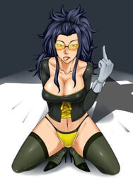 blackfn breasts cameltoe dr._naomi fishneak glasses high_heels highheels highres kuro_fn large_breasts legwear middle_finger no_more_heroes panties pointy_chin stockings suda_51 sunglasses thighhighs tinted_eyewear underwear yellow-tinted_eyewear