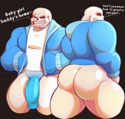 bigbchevalier blue_penis bubble_butt daddy hoodie monster sans sans_(undertale) skeleton undertale undertale_(series)
