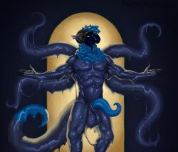 animal_genitalia anthro balls genitals goo_(disambiguation) hi_res machine male male_focus male_only muscular penis protogen radio_(flufferderg) sheath solo tentacle thejoyfuldragon