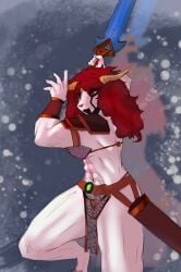 abs absurd_res ambiguous_text angora_goat anthro areola armor athletic belt big_breasts bikini_armor biped bodypaint bone bovid bracers breasts caprine chainmail corpse_paint curly_hair digital_media_(artwork) domestic_goat female female_anthro forehead_gem gem genitals goat hair hi_res holding_object holding_weapon horn humanoid_genitalia humanoid_pussy longsword mammal melee_weapon muscular muscular_anthro muscular_female nipples pink_areola princess_eliza_(therealnarrowjungle) pussy red_hair scabbard simple_background skull solo unconvincing_armor war_paint warrior weapon yellow_eyes youutorrent