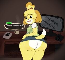 1girls 2025 2_eyes 2d 2d_(artwork) animal animal_crossing anthro anthro_female anthro_girl anthro_only art ass black_eye black_eyes black_nose black_text blush breasts canine clothed coffee_cup cup detailed_background digital_media digital_media_(artwork) dog_ears dog_girl dog_tail doggirl domestic_dog ears english english_text eyes female female_anthro female_only furry furry_female furry_only girl hands humanoid humanoid_only isabelle_(animal_crossing) jpeg jpg keyboard mammal mammal_humanoid monitor mouse multicolored_body multicolored_fur notebook open_mouth short_skirt skirt skullyhearts solo solo_female tagme tail teeth text tv white_text woman yellow_body yellow_hair yellow_hair_female yellow_skin