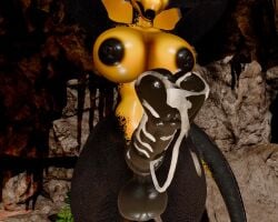 3d black_nipples black_scales cum_string equine_penis furry futanari horsecock messy scalie self_upload snake vrchat yellow_body