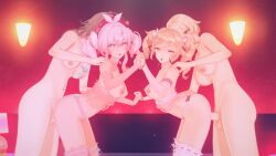 3d barbara_(genshin_impact) blonde_hair futanari genshin_impact honkai:_star_rail hyacine_(honkai:_star_rail) lumine_(genshin_impact) pink_hair stelle_(honkai:_star_rail) tagme twintails video