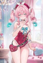 ai ai_assisted ai_generated honkai:_star_rail hyacine_(honkai:_star_rail) pink_hair twintails