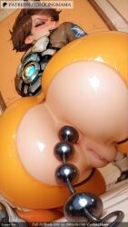 ai_generated anal anus ass bodysuit bomber_jacket brown_hair brown_jacket cameltoe closed_eyes cross-laced_legwear cuckingmama cunnilingus female glowing goggles jacket multiple_girls no_panties orange_bodysuit orange_goggles pussy pussy_juice short_hair sleeves_rolled_up solo tagme tracer_(overwatch) trembling