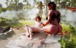 1boy 2girls after_sex baldur's_gate_3 dialogue dinoboy555 dungeons_and_dragons femboy forgotten_realms githyanki humor karlach lae'zel tagme tav_(baldur's_gate) text