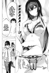 black_and_white blush bra collar haitekudasai_takamine-san hand_on_breast lingerie long_hair looking_at_viewer manga manga_page nipple_slip official official_art official_style panties seduction seductive seductive_body seductive_eyes seductive_gaze seductive_look seductive_mouth seductive_pose takamine_takane very_long_hair yuichi_hiiragi