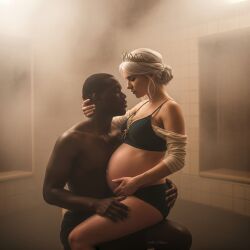 ai_generated bathhouse ciri dark-skinned_male female interracial the_witcher_(series)