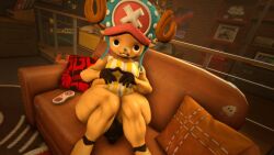 3d 3d3d_(artwork) 3d_(artwork) 3d_background 3d_model 3d_render anthro anthro_only antlers blue_nose brim_hat chopper doppoarts ears_down hat hooves index_fingers_together looking_at_viewer nose sfm striped_shirt tony_tony_chopper topwear