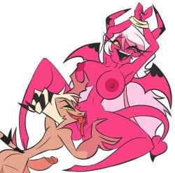 anthro arms_tied bound breast_grab breasts cunnilingus demon duo erection female hand_on_breast helluva_boss imp larger_female looking_pleasured male male/female oral pixelz sex size_difference spread_legs spreading striker_(helluva_boss) succubus vaginal_penetration verosika_mayday