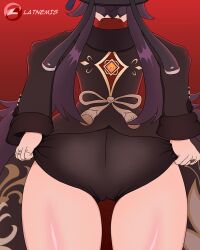 facing_away genshin_impact hu_tao_(genshin_impact) latnemis long_hair pulling_up_pants thick_thighs