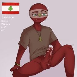 big_penis countryhumans lebanon_(countryhumans) male male_only masturbating masturbation