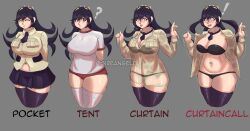 1girls bikini bloomers buruma cleavage curtain_call_challenge filia_(skullgirls) gym_uniform lab_zero_games large_breasts long_hair meme purple_hair samson_(skullgirls) school_uniform sireangelo skullgirls thick_thighs thighhighs