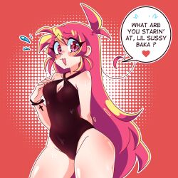 :3 female female_only lee_(secretnarcissist) one-piece_swimsuit pink_hair secretnarcissist swimsuit tagme