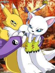 2girls anthro ass bbmbbf digihentai digimon female female/female female_only furry gatomon licking licking_ass open_mouth palcomix renamon sex tongue yuri