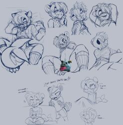 ailurid angry anthro anthro_only bodily_fluids bottomless bottomless_male bottomwear clothed clothing controller dialogue drooling duo ear_piercing english_text erection exclamation_point footwear game_controller gaming genitals headphones hi_res hybrid looking_pleasured male mammal marine penis piercing playing_videogame red_panda saliva shorts sitting sketch socks sybillotus text