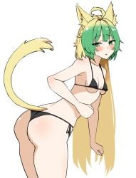 atalanta_(fate) bikini blonde_hair blonde_tail fate/apocrypha fate/grand_order fate_(series) flat_chest green_eyes green_hair small_breasts tagme tail yuzu_kiro