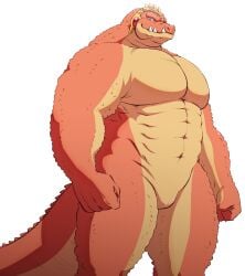 2022 anthro barazoku biped crocodile crocodilian crocodine crocodylid dragon_quest dragon_quest_dai_no_daibouken hi_res humanoid_hands kemono male male_only muscular muscular_male reptile samoji scalie simple_background slit solo square_enix video_games white_background