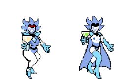 1girls accurate_art_style cum cum_chalice deltarune female giant_robot giga_queen nipples queen_(deltarune) sprite topless transparent_background