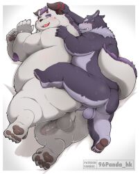 2022 96panda anal anal_sex anthro balls behemoth_(tokyo_afterschool_summoners) belly big_belly blush closed_eyes duo erection gay genitals grey_body hi_res humanoid_genitalia humanoid_hands humanoid_penis kemono lifewonders male male/male male_only obese obese_male overweight overweight_male penetration penis sex tokyo_afterschool_summoners tsathoggua video_games yaoi