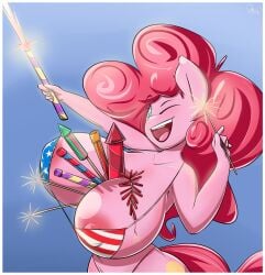 american_flag_bikini anthro areolae bikini breasts bubbleberrysanders female fireworks furry my_little_pony my_little_pony_friendship_is_magic nipple_bulge nipples pink_hair pinkie_pie_(mlp) sanders straight_hair