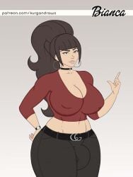 1futa big_breasts big_penis breasts brown_hair choker clothed clothing cross crucifix flaccid fully_clothed futa_only futanari gucci human kurgandraws light-skinned_futanari light_skin mommy_kink penis self_upload solo standing stepmother thick_thighs wide_hips