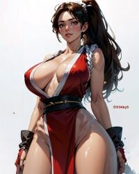 ai_generated big_breasts curvy fr34ky huge_breasts japanese_clothes king_of_fighters kunoichi large_breasts mai_shiranui thick_thighs wide_hips