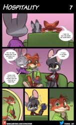 catherine_hopps_(siroc) clothing comic disney furry hospitality_(comic) judy_hopps nick_wilde page_7 siroc zootopia