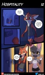 catherine_hopps_(siroc) clothing comic disney furry hospitality_(comic) nick_wilde page_12 siroc skirt zootopia