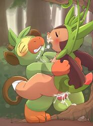 2boys anal anal_sex balls blush chespin closed_eyes cum cum_in_ass cum_inside cum_on_balls cum_on_chest cum_on_face gay grookey male male/male male_only nintendo open_mouth penis pokémon_(species) pokemon pokemon_(species) pokephilia sex smlieichii_(artist) yaoi