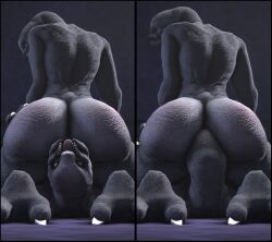 2boys 3d alien anthro anthro_on_anthro anthro_penetrated anthro_penetrating_anthro anus ass ass_eating big_ass big_butt cheap-wazoo deep_rimming facesitting fangs from_behind_position gay halo halo_(series) huge_butt humanoid humanoid_genitalia licking licking_ass long_tongue looking_at_another looking_at_partner looking_back male male/male male_anthro male_only nude rimjob rimming sangheili sex tongue