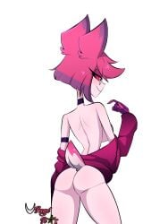 alastor_(hazbin_hotel) ass female_alastor_(hazbin_hotel) hazbin_hotel nude pink_skin robe rule_63 smile smooth_skin tagme tail usagi_star vivienne_medrano white_background