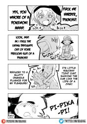 4koma bbadogg bea_(pokemon) comic dialogue futanari line_art male manga penis pikachu pokémon_(species) pokemon pokemon_ss satoshi_(pokemon) shading simple speech_bubble