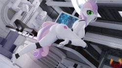 3d absurd_res anthro anthrofied ass cutie_mark equid equine feet friendship_is_magic genitals green_eyes hair hasbro hi_res horn huge_filesize humanoid_feet laboratory looking_at_viewer loveslove machine mammal my_little_pony pink_hair purple_hair pussy robot sweetie_belle_(mlp) sweetie_bot sweetie_bot_(mlp) unicorn