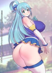 1girls 2020 alternate_version_available aqua_(konosuba) armwear ass ass_focus bare_ass big_ass big_breasts big_butt blue_eyes blue_hair bokuman breasts bubble_butt busty curvy detailed_background exposed_ass fat_ass female female_focus female_only hair_ornament kono_subarashii_sekai_ni_shukufuku_wo! large_ass large_breasts legwear light-skinned_female light_skin looking_back miniskirt sideboob skirt solo solo_female solo_focus studio_deen tagme thick_ass thighhighs voluptuous