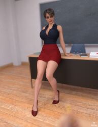 1girls 2021 3d black_hair classroom clothed clothing depth_of_field earrings female glasses high_heels indoors large_breasts looking_at_viewer mature mature_female milf mrf0xx ms._liza necklace red_high_heels red_skirt sex_ed sex_education short_hair skirt slushe_(website) teacher