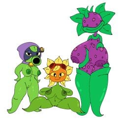 :>= breasts chompzilla_(pvz) female ghostito green_shadow_(pvz) late one_coin peashooter_(pvz) plantie plants_vs_zombies plants_vs_zombies:_heroes plants_vs_zombies_2:_it's_about_time pvz sdlg solar_flare_(pvz) trio wall-nut_(pvz)