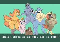 ambiguous_gender anthro avian big_breasts blastoise breasts dugtrio female female_machoke furry ghostito human jigglypuff machoke mob_face moltres muscular_female pidgeot pokemon pokemon_(species) scalie self_upload thick_thighs