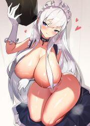 1animal 1girls 2022 absurd_res ass azur_lane back_view belfast_(azur_lane) blue_eyes blush bottomless bottomless_female breasts clothed clothed_female female hips holding_object horse huge_ass huge_breasts kneeling long_hair looking_at_viewer looking_back looking_over_shoulder maid maid_headdress maid_outfit maid_uniform naughty_face powergene powzin slim_waist thick_thighs thighs white_hair wide_hips