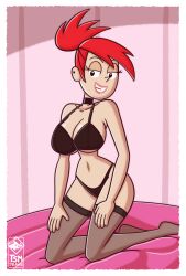 female foster's_home_for_imaginary_friends frankie_foster green_eyes kneeling lingerie red_hair solo thesharkmaster tsmdraws