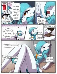 aki_(rilex_lenov) anthro birthday_cake_(comic) comic dialogue english_text furry gardevoir glaceon nintendo page_2 pokemon pokemon_(species) right_to_left rilex_lenov shiny_gardevoir shiny_pokemon speech_bubble text