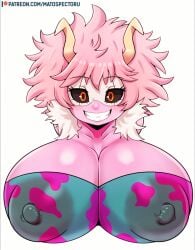 alternate_breast_size alternate_version_available animated big_breasts hero_outfit_(mha) mask matospectoru mina_ashido my_hero_academia nude_female pink_skin