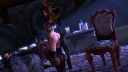 1girls 3d ambrosine92 areolae ass black_hair blizzard_entertainment diablo diablo_3 female_only functionally_nude heroes_of_the_storm li-ming solo_female stretching yawn